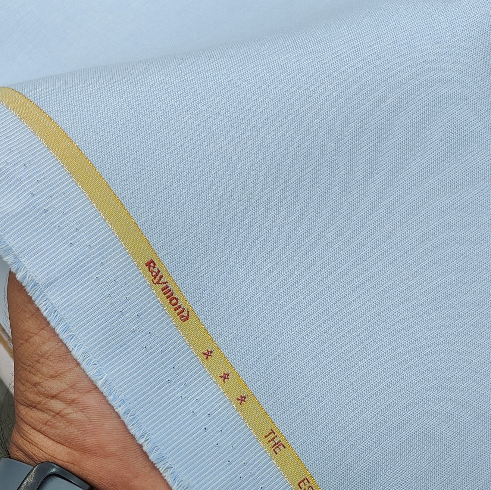 Trouser Fabric Raymond Pure Cotton Stretchable Slub Color Sky Blue